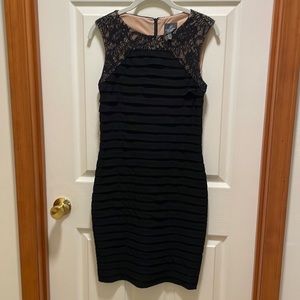 Adrianna Papell Black-Lace Detail Bodycon Dress